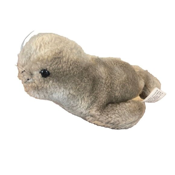 K & M International Seal Pup Vintage Plush Stuffed Animal Grey 6” Sea Toy - Picture 1 of 9